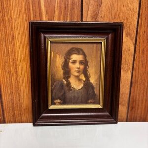 VINTAGE Charles Bosseron Chambers CYNTHIA Gold Accent Framed Dark Oak Wood Color